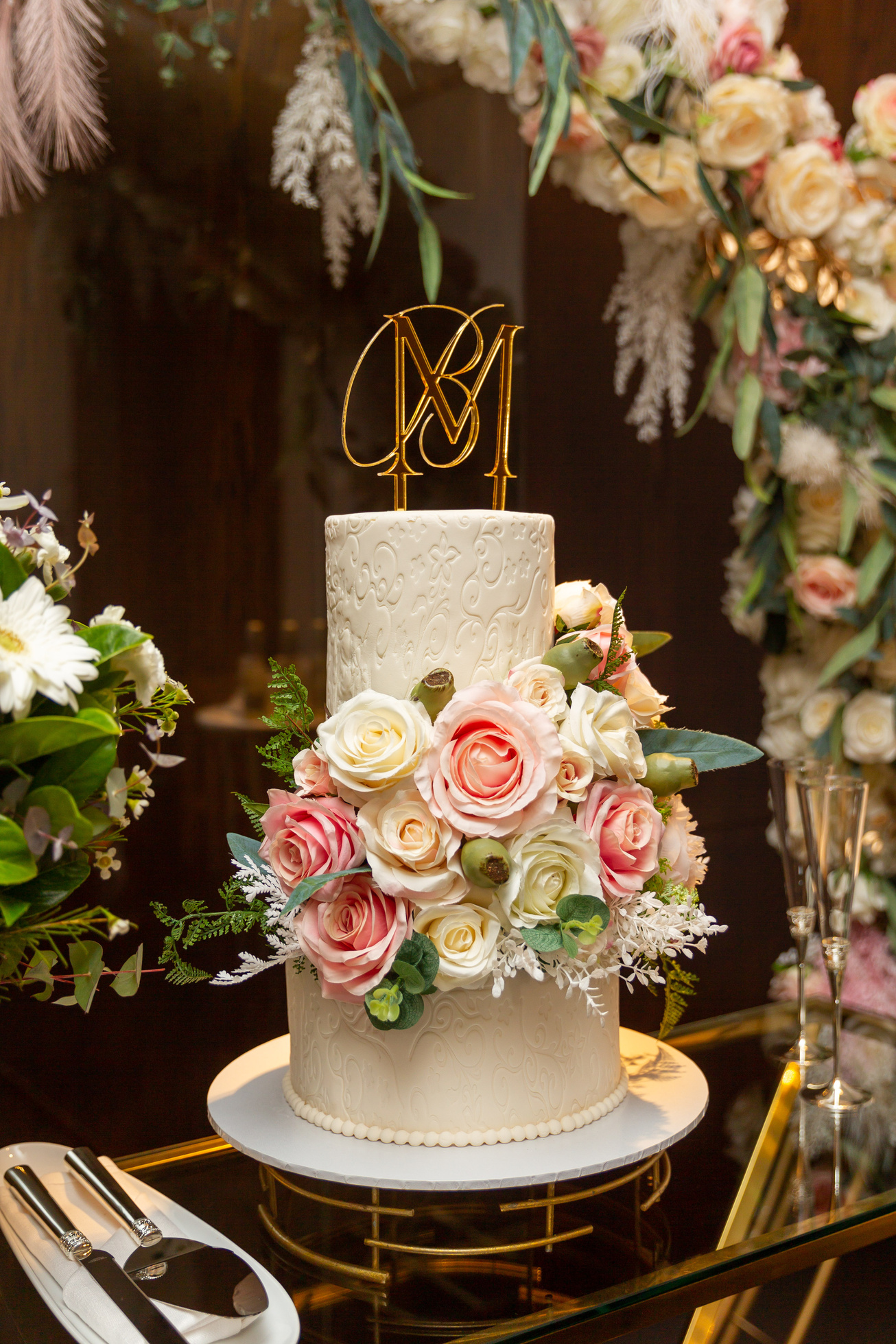 White Two-Tier Wedding Cake